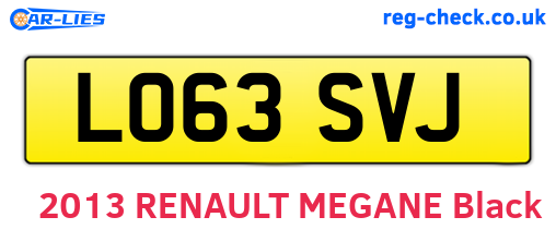 LO63SVJ are the vehicle registration plates.