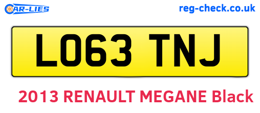 LO63TNJ are the vehicle registration plates.