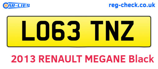 LO63TNZ are the vehicle registration plates.