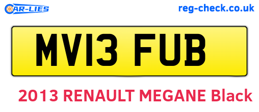 MV13FUB are the vehicle registration plates.