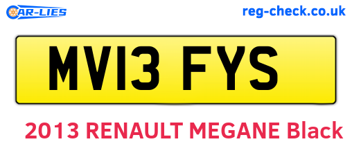 MV13FYS are the vehicle registration plates.