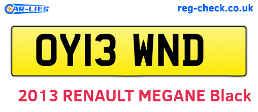 OY13WND are the vehicle registration plates.