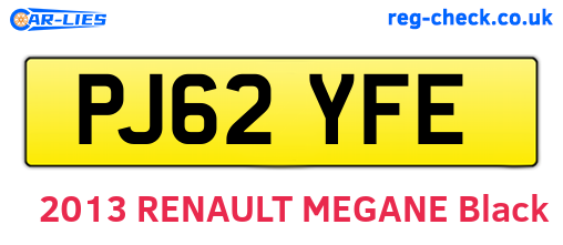 PJ62YFE are the vehicle registration plates.