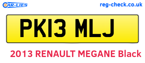 PK13MLJ are the vehicle registration plates.