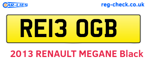 RE13OGB are the vehicle registration plates.