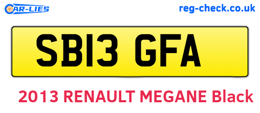 SB13GFA are the vehicle registration plates.