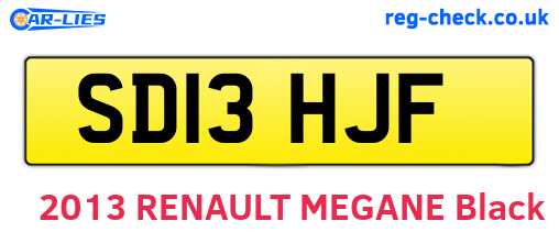 SD13HJF are the vehicle registration plates.