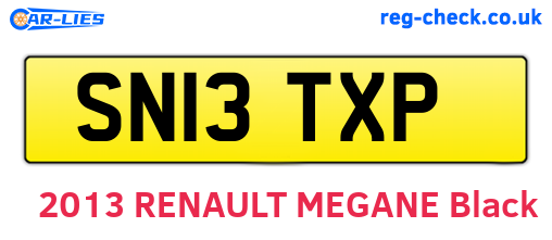 SN13TXP are the vehicle registration plates.