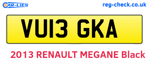 VU13GKA are the vehicle registration plates.