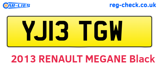 YJ13TGW are the vehicle registration plates.