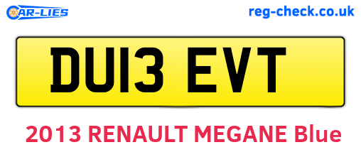 DU13EVT are the vehicle registration plates.