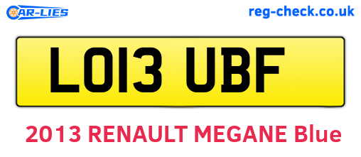 LO13UBF are the vehicle registration plates.