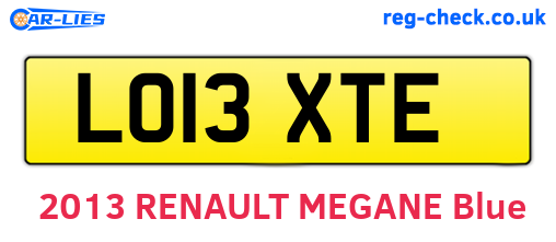 LO13XTE are the vehicle registration plates.