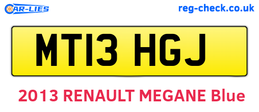 MT13HGJ are the vehicle registration plates.