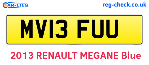 MV13FUU are the vehicle registration plates.
