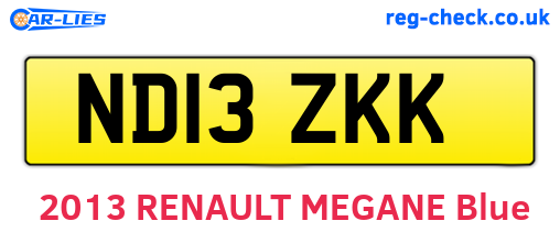 ND13ZKK are the vehicle registration plates.