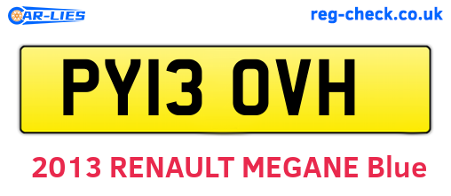 PY13OVH are the vehicle registration plates.