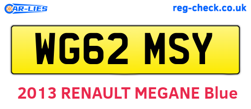 WG62MSY are the vehicle registration plates.