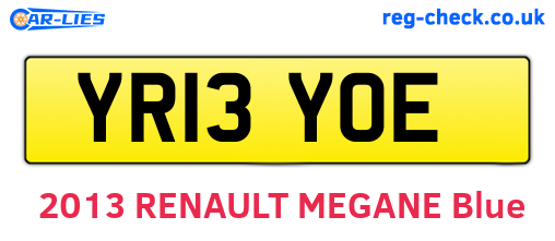 YR13YOE are the vehicle registration plates.