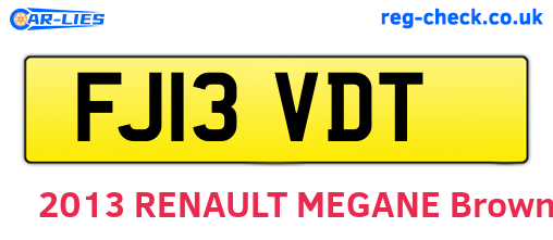 FJ13VDT are the vehicle registration plates.