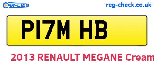 P17MHB are the vehicle registration plates.