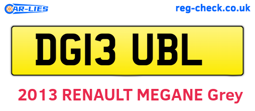 DG13UBL are the vehicle registration plates.