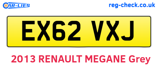 EX62VXJ are the vehicle registration plates.