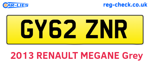 GY62ZNR are the vehicle registration plates.