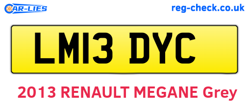 LM13DYC are the vehicle registration plates.