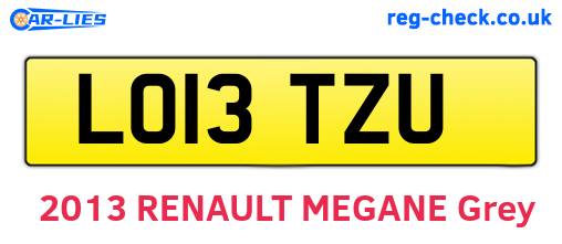 LO13TZU are the vehicle registration plates.