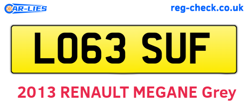 LO63SUF are the vehicle registration plates.
