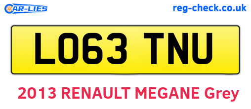 LO63TNU are the vehicle registration plates.