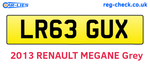 LR63GUX are the vehicle registration plates.