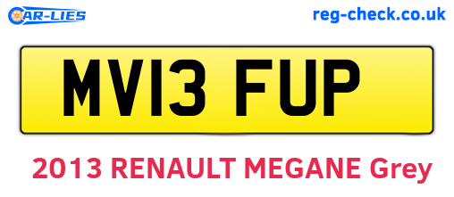 MV13FUP are the vehicle registration plates.