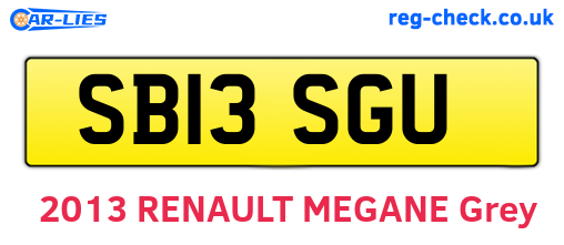 SB13SGU are the vehicle registration plates.