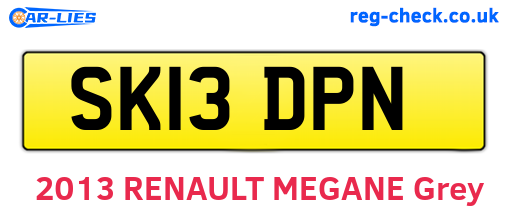 SK13DPN are the vehicle registration plates.
