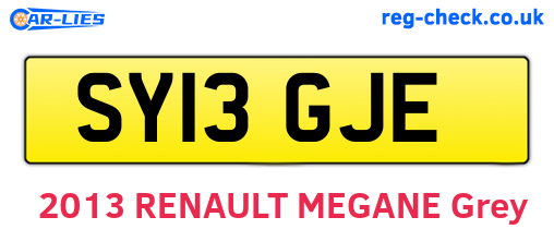 SY13GJE are the vehicle registration plates.