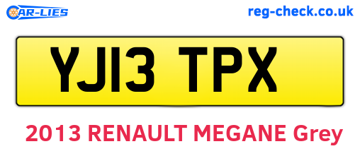 YJ13TPX are the vehicle registration plates.