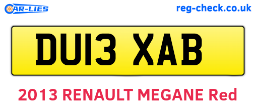 DU13XAB are the vehicle registration plates.