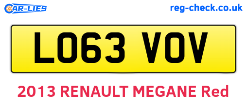 LO63VOV are the vehicle registration plates.
