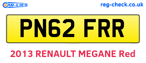 PN62FRR are the vehicle registration plates.