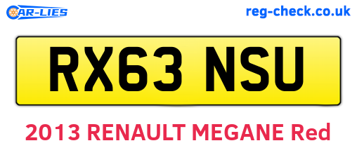 RX63NSU are the vehicle registration plates.