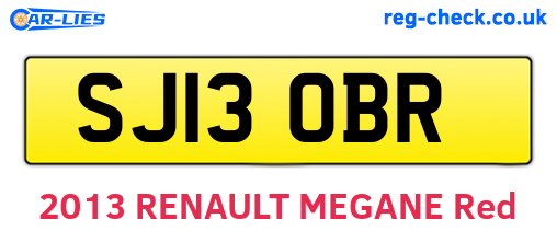 SJ13OBR are the vehicle registration plates.