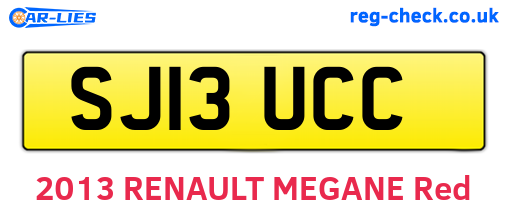 SJ13UCC are the vehicle registration plates.