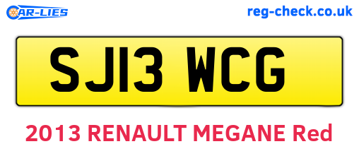 SJ13WCG are the vehicle registration plates.