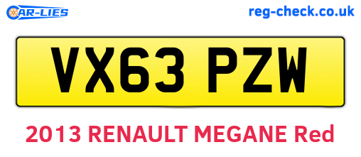 VX63PZW are the vehicle registration plates.