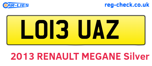LO13UAZ are the vehicle registration plates.