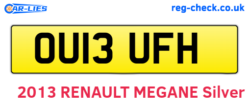 OU13UFH are the vehicle registration plates.