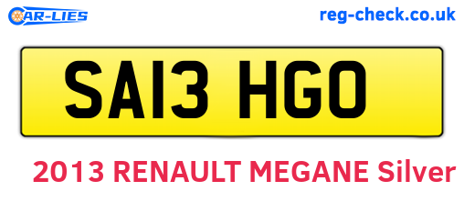 SA13HGO are the vehicle registration plates.