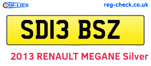 SD13BSZ are the vehicle registration plates.